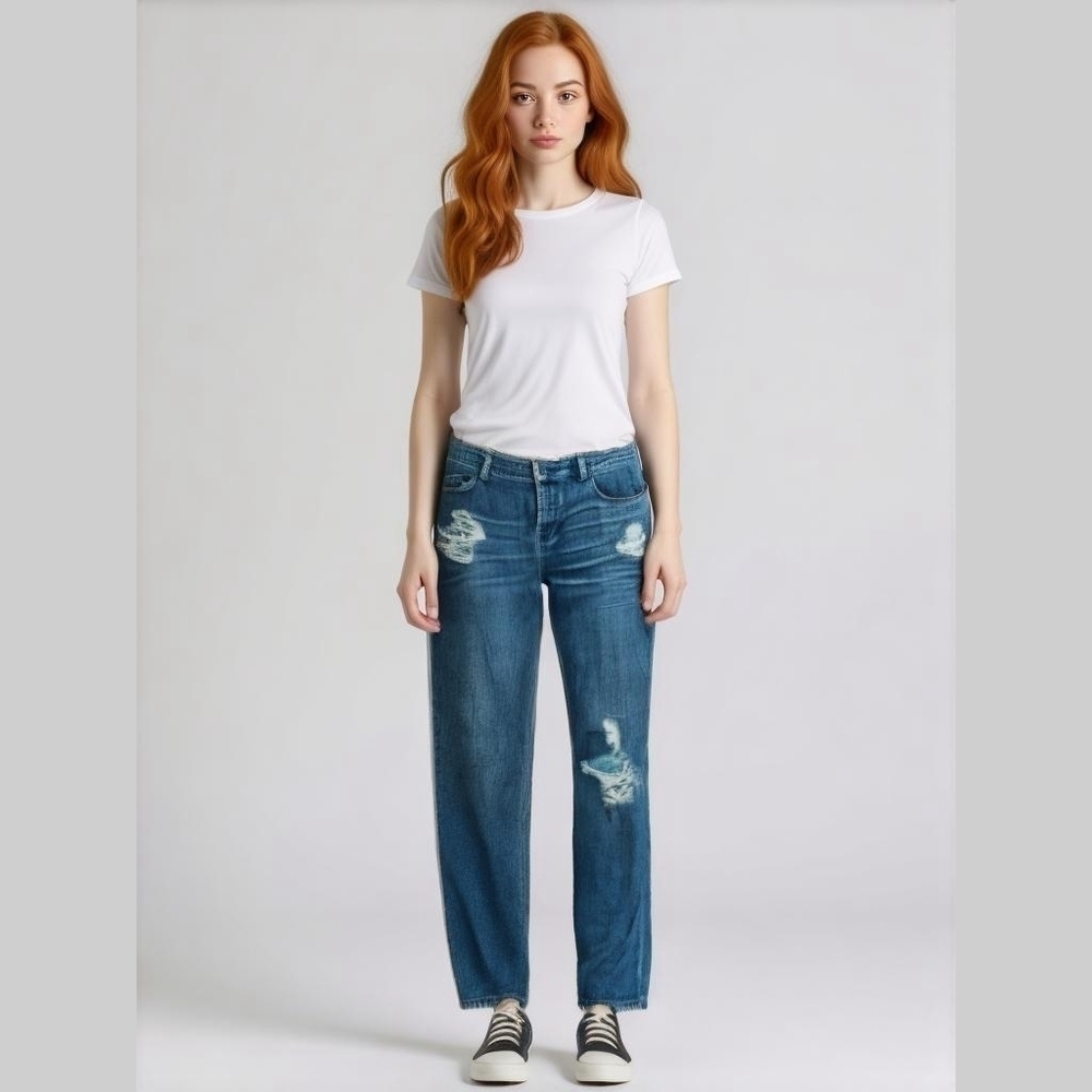 Free People Boyfriend Jeans Distressed Button Fly 26